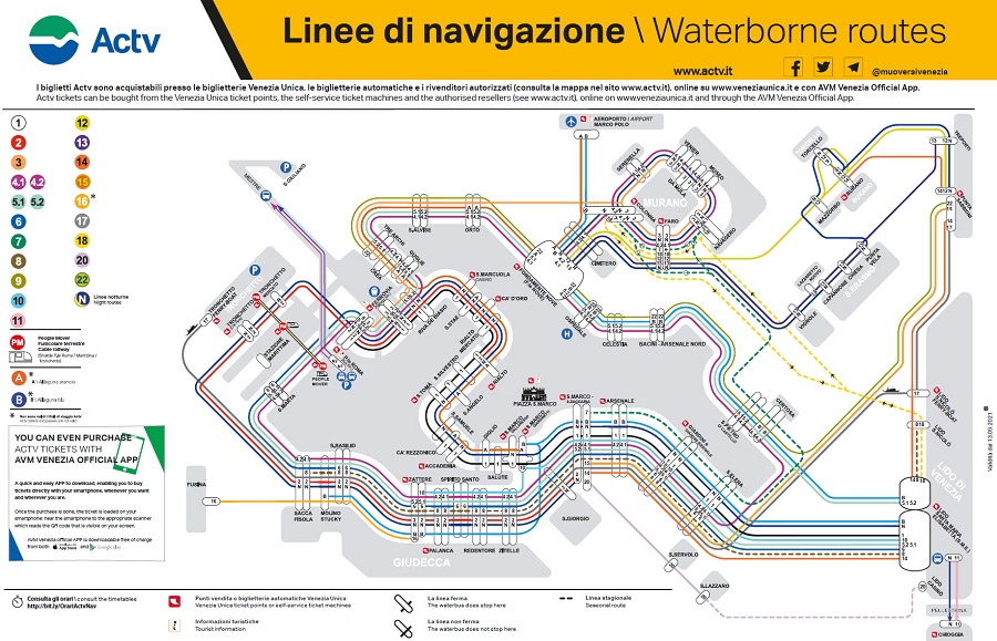 威尼斯水上巴士路線圖